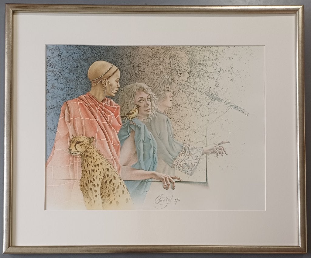 Poen de Wijs – ingelijste gesigneerde kleuren litho, Antiek en Kunst, Kunst | Litho's en Zeefdrukken, Gelimiteerde oplage, Ophalen