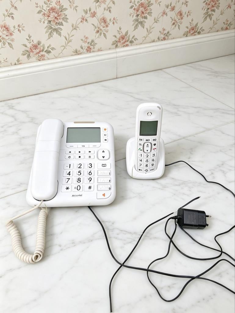 Alcatel vaste telefoon met draadloze handset, Telecommunicatie, Vaste telefoons | Handsets en Draadloos, Ophalen, Gebruikt, 1 handset