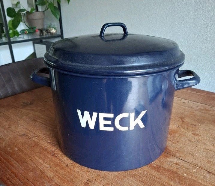 Weck Inmaakketel - Blauw Emaille met Rooster en Deksel, Ophalen of Verzenden