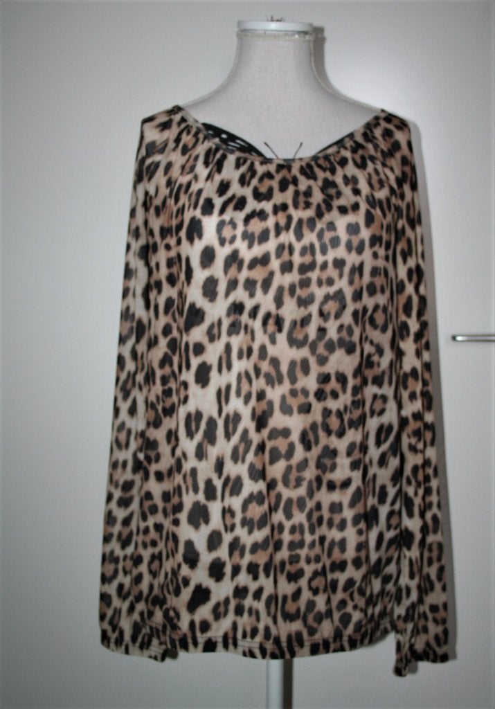 Pescara bruin leopard print top blouse mt 42 L, H&M, Bruin, Verzenden, Maat 42/44 (L)