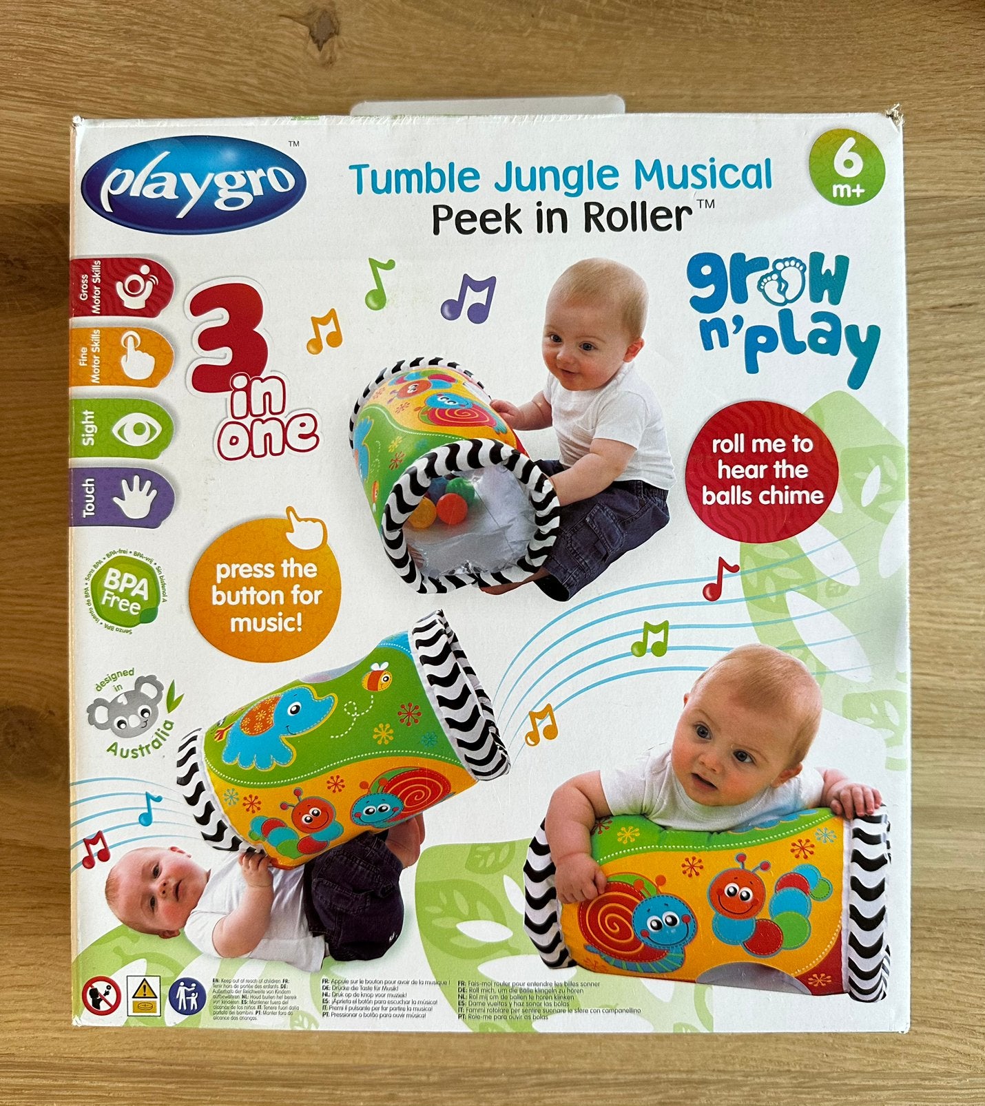 Playgro Tumble Jungle Musical Peek in Roller - speelgoed rol, Kinderen en Baby's, Ophalen, Zo goed als nieuw, Overige typen