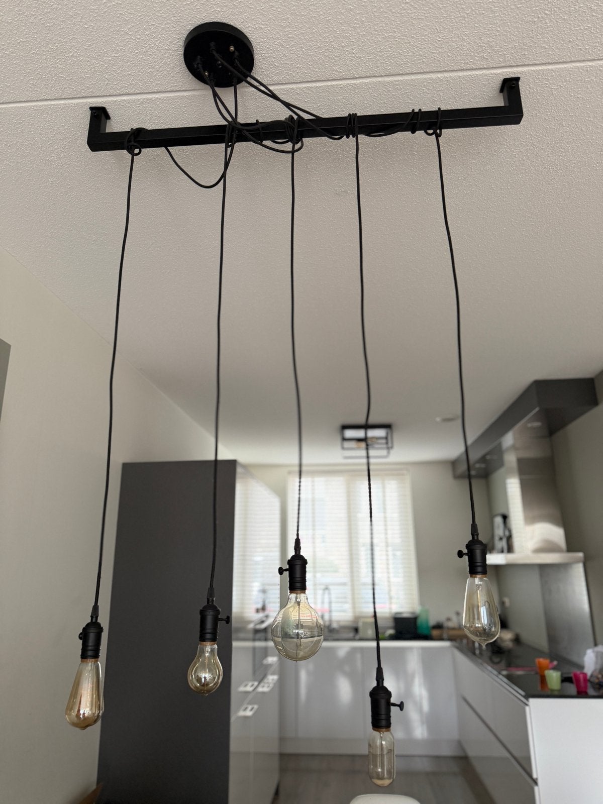 Industriële hanglamp, Huis en Inrichting, Lampen | Hanglampen, Ophalen, Zo goed als nieuw, Metaal, E27 (groot)