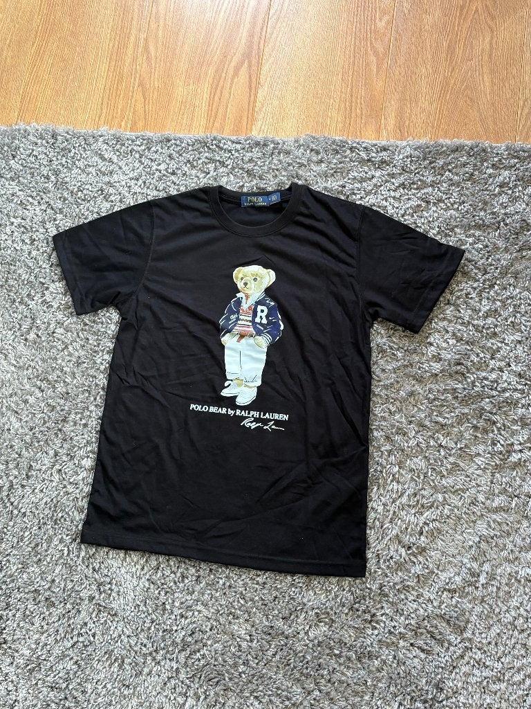 Ralph Lauren T-Shirt Zwart met Beer Frontprint in Maat M, Maat 48/50 (M), Zwart, Ophalen of Verzenden, Zo goed als nieuw