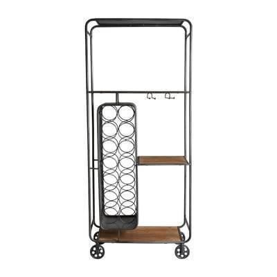 Wijnrek trolley - 60x33x141, Ophalen, Zo goed als nieuw, Metaal, 5 tot 15 flessen