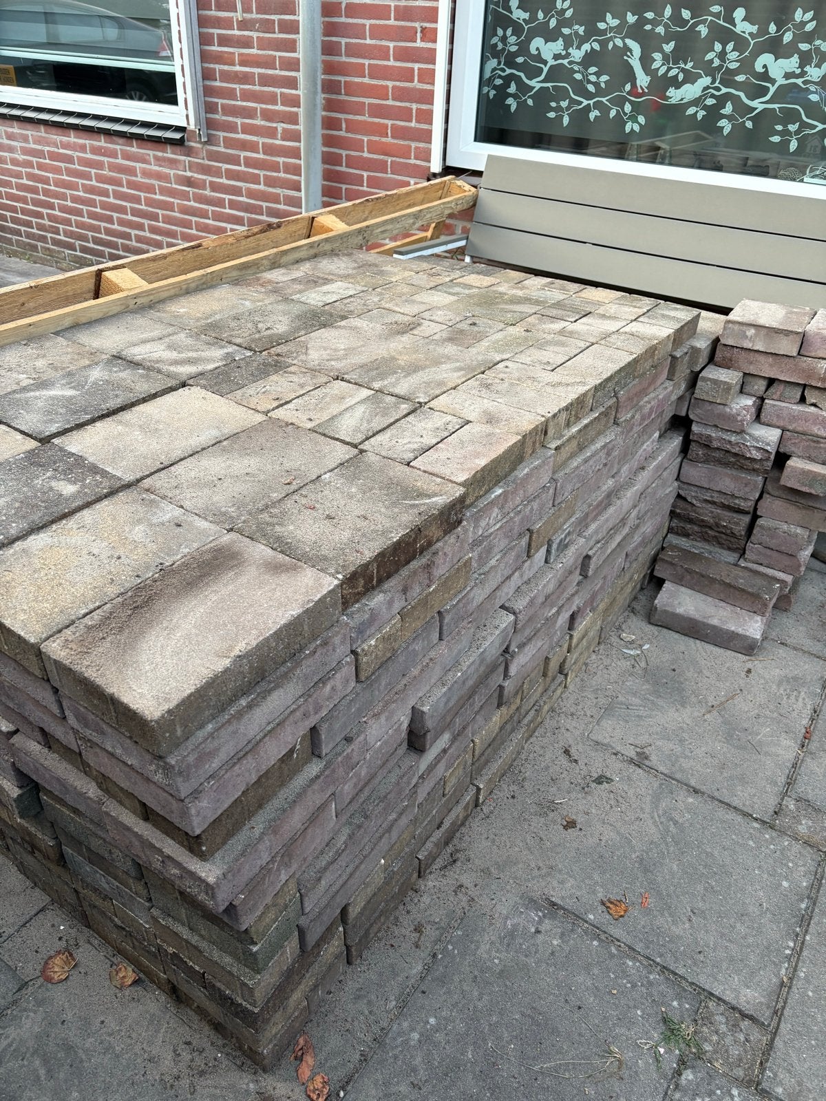 24m² gebruikte klinkers rood/geel in diverse maten, Ophalen, Gebruikt, Klinkers, 10 m² of meer