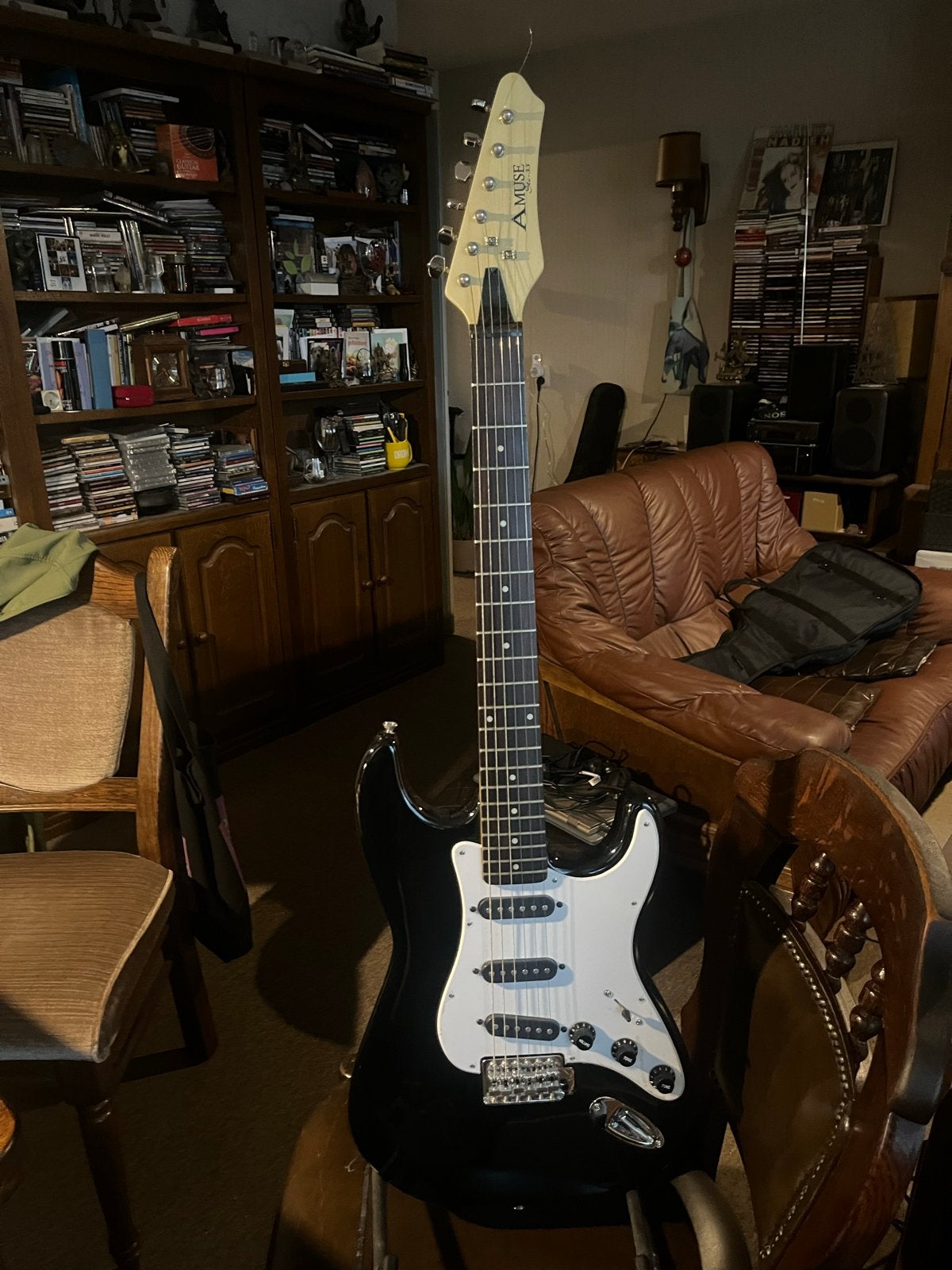 Amuse ST-33 Elektrische Gitaar - Zwart, Muziek en Instrumenten, Ophalen of Verzenden, Zo goed als nieuw, Solid body, Overige merken