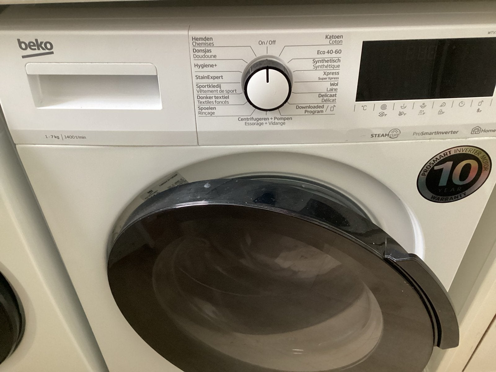 Beko WTV7712XW0 Wasmachine 7kg 1400 toeren ProSmart Inverter, Gebruikt, Ophalen of Verzenden, Voorlader, 85 tot 90 cm