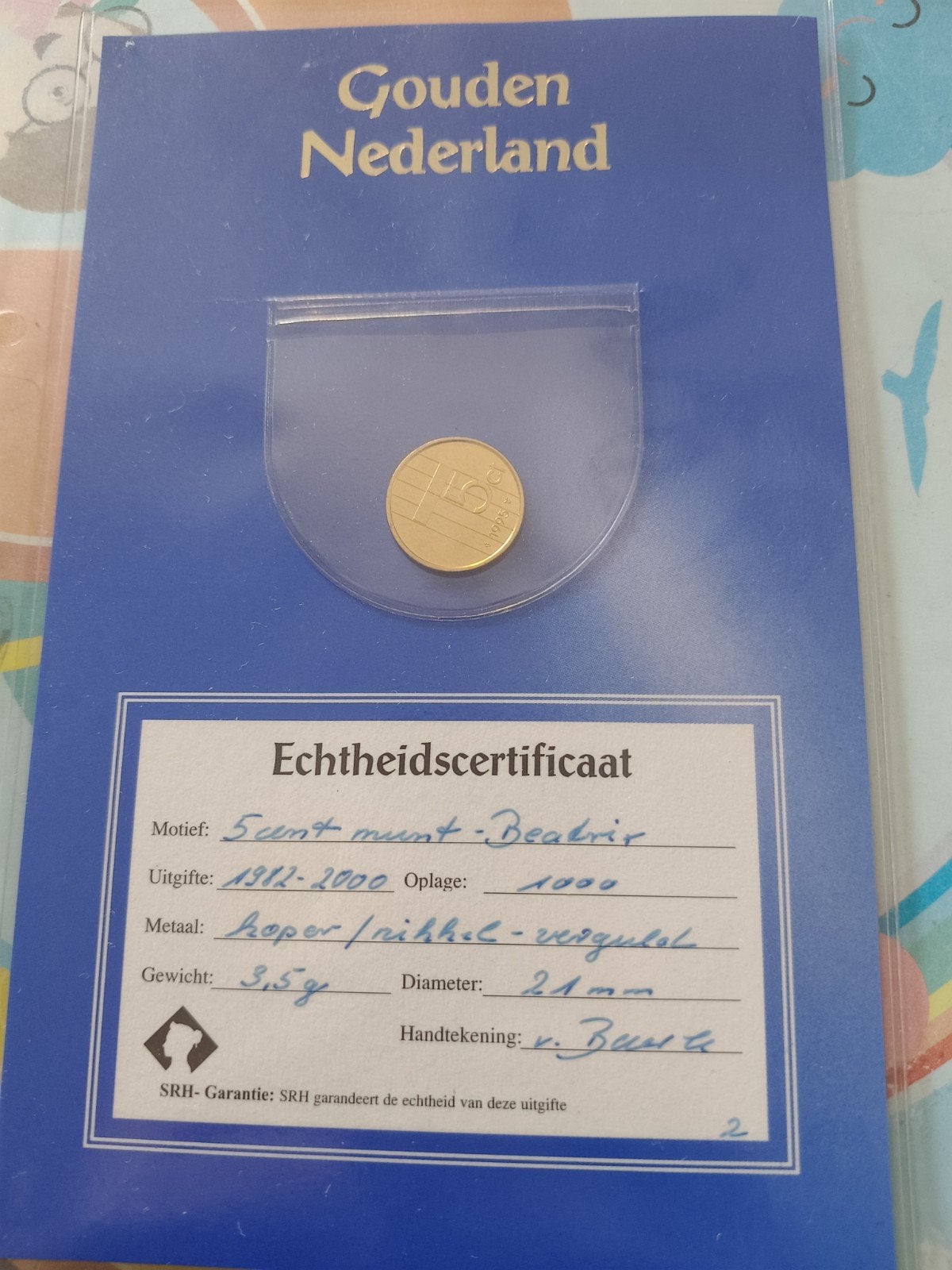 Gouden Nederland 5 cent munt Beatrix (1982-2000), Ophalen of Verzenden, Koningin Beatrix, 5 cent, Losse munt
