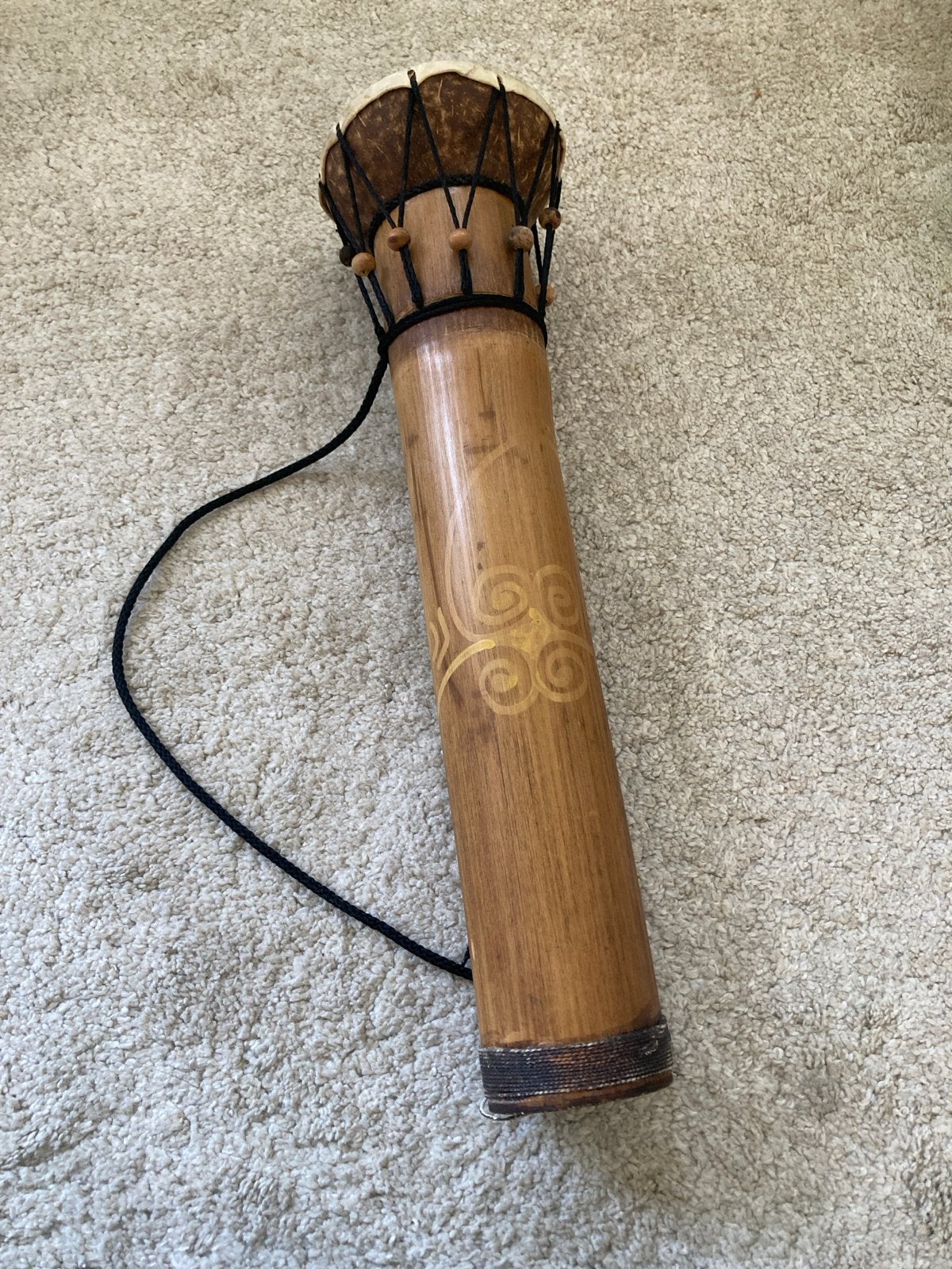 Bamboe cokosnoot Trommel - Handgemaakt Percussie Instrument, Ophalen, Zo goed als nieuw, Trommel