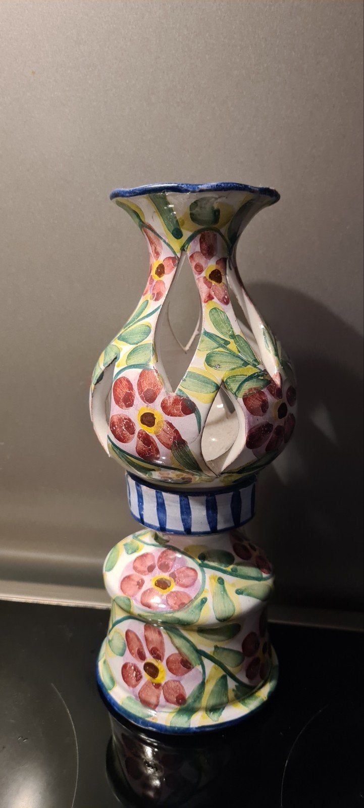 Keramieken Kandelaar met Bloemenpatroon, Antiek en Kunst, Ophalen