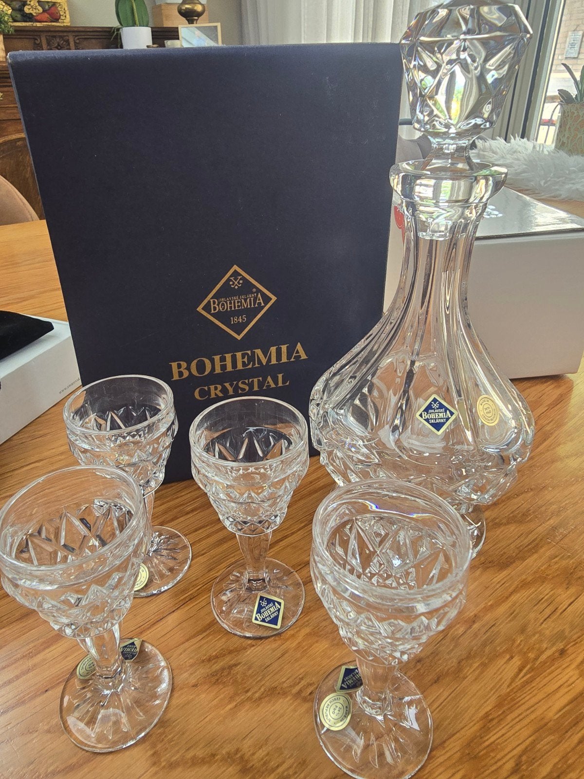 Bohemia Crystal Karaf met 4 Glazen in Originele Verpakking, Antiek en Kunst, Antiek | Glas en Kristal, Ophalen of Verzenden