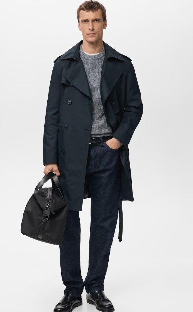 Nieuwe trenchcoat MNG maat S, Kleding | Heren, Kostuums en Colberts, Ophalen of Verzenden, Zo goed als nieuw, Beige