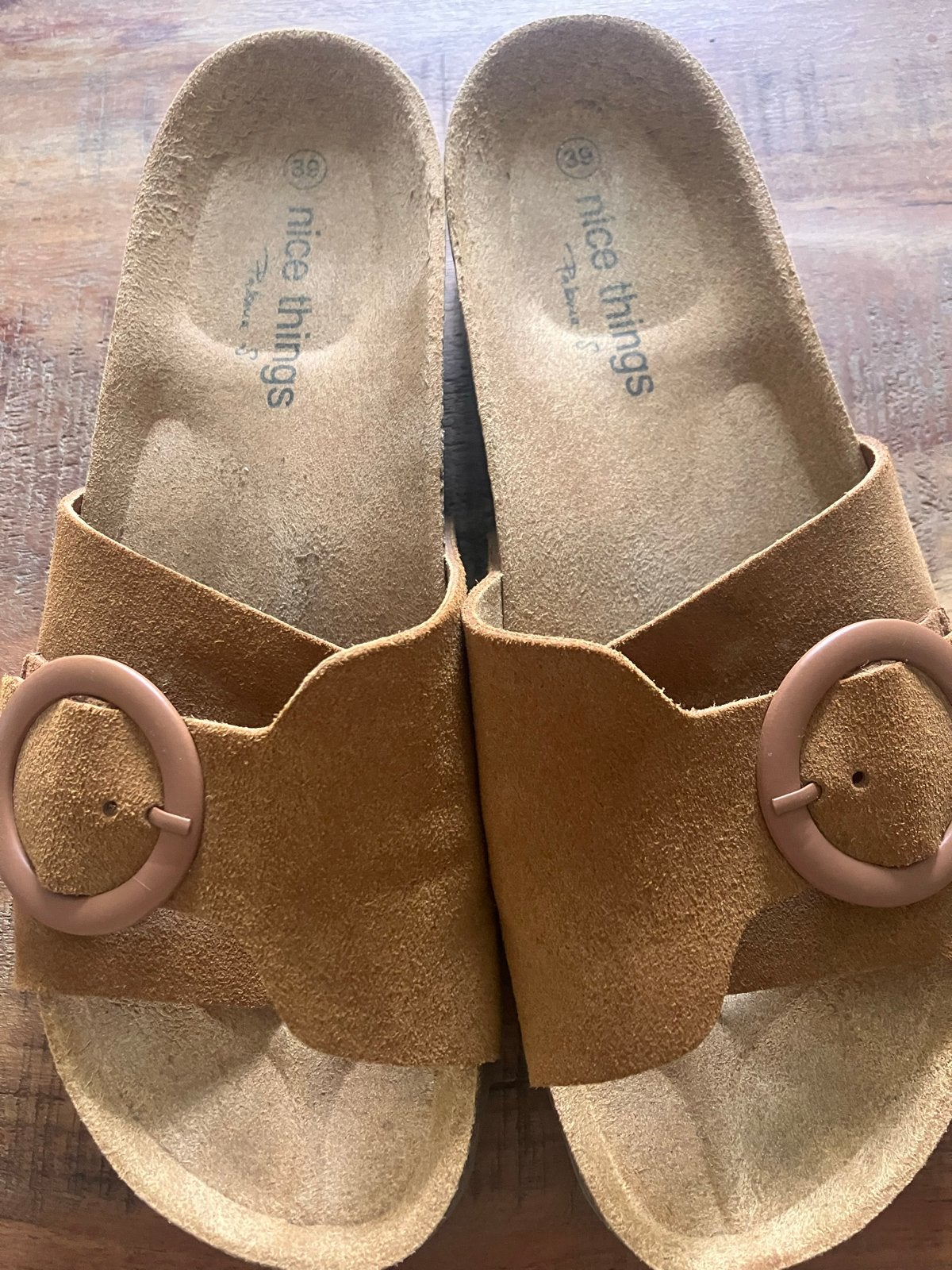 Nice Things Sandalen met gesp, maat 39 - Zo goed als nieuw, Ophalen of Verzenden, Zo goed als nieuw, Bruin, Sandalen of Muiltjes