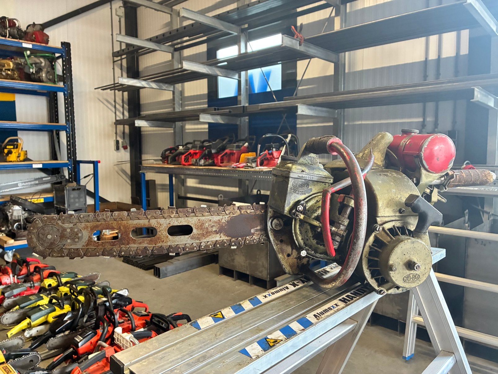 Jobu Viking Noorse oldtimer kettingzaag, Ophalen, Jo-Bu, Noorwegen, Gebruikt