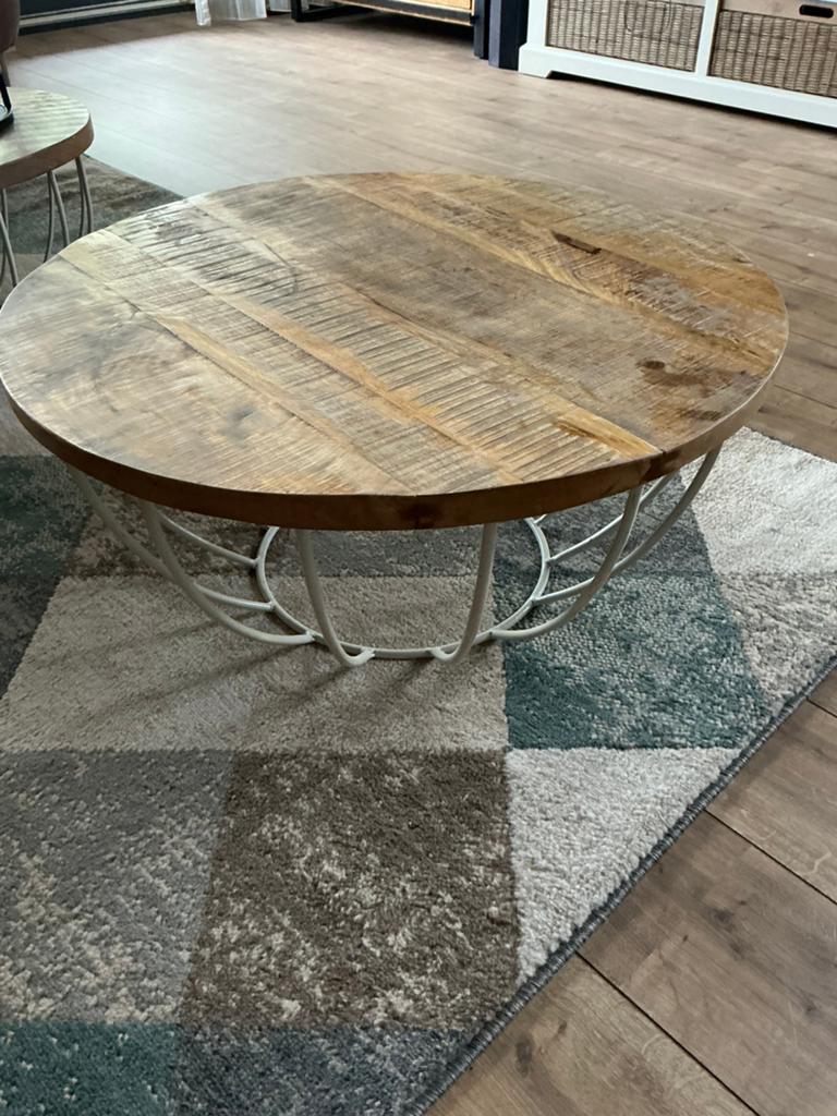 Mango houten salontafel, Rond, 50 tot 100 cm, Zo goed als nieuw, Minder dan 50 cm