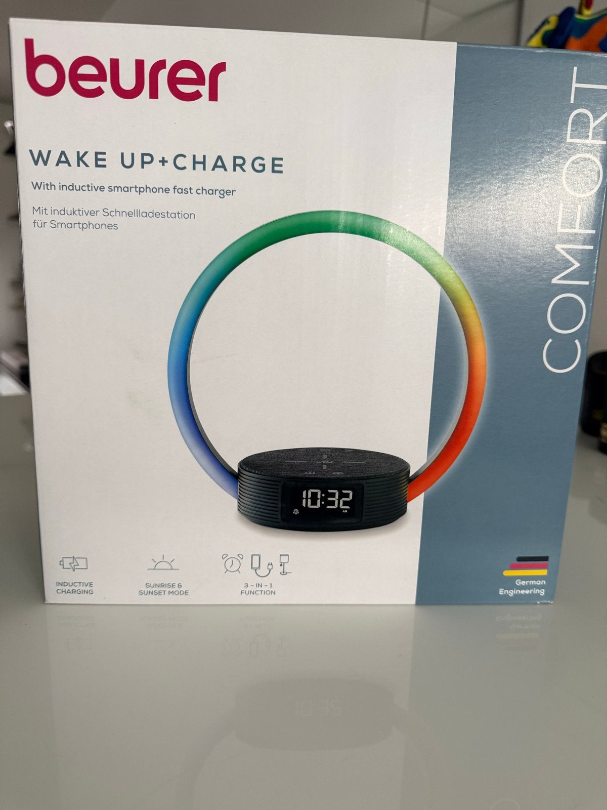 Beurer Wake Up + Charge Comfort - Wekker met draadloos oplad, Witgoed en Apparatuur, Ophalen of Verzenden, Nieuw, Digitaal