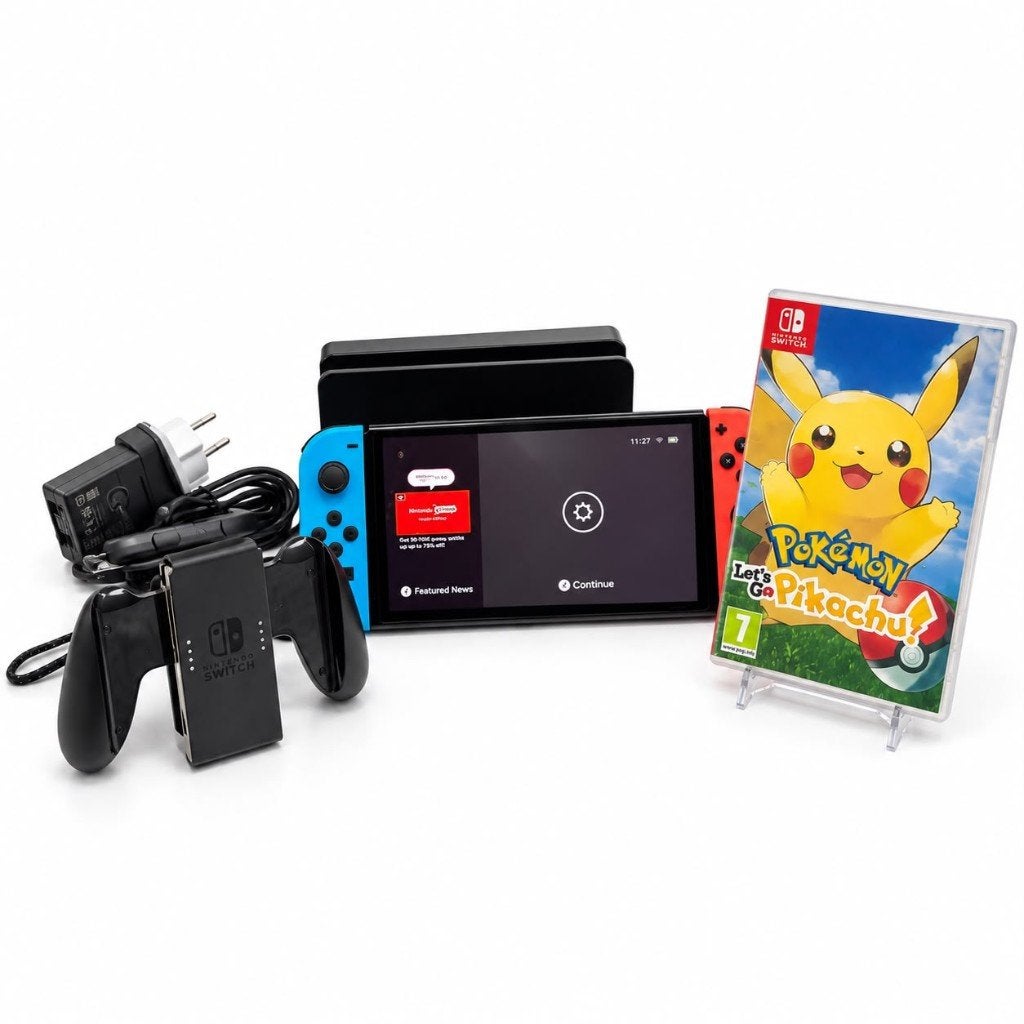 Nintendo Switch OLED 64GB + Dock + Pokémon Let's Go Pikachu, ., Nieuw, Ophalen of Verzenden, .