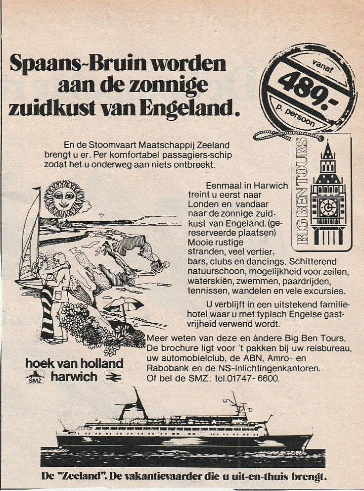 Retro reclame 1978 Stoomvaart Maatschappij Zeeland schip, Verzenden, Overige typen