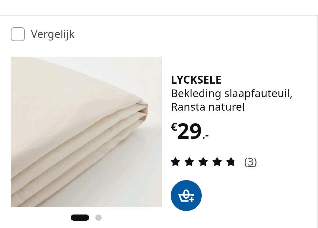 IKEA LYCKSELE Bekleding slaapfauteuil Ransta naturel, Overige kleuren, Nieuw, Ophalen of Verzenden, Eén