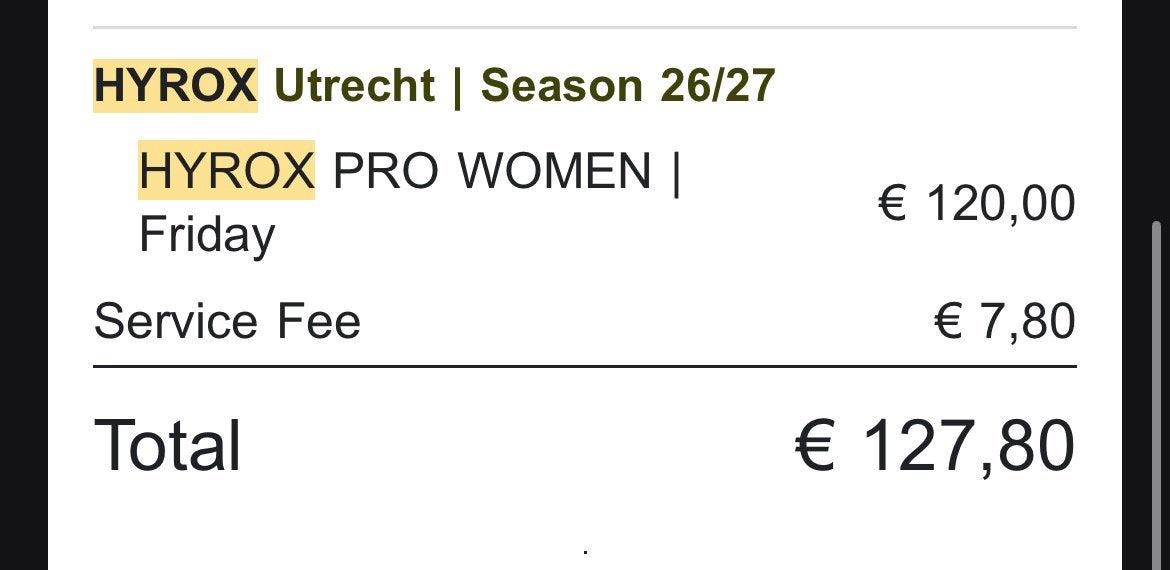 Hyrox utrecht kaartje woman pro, Eén persoon