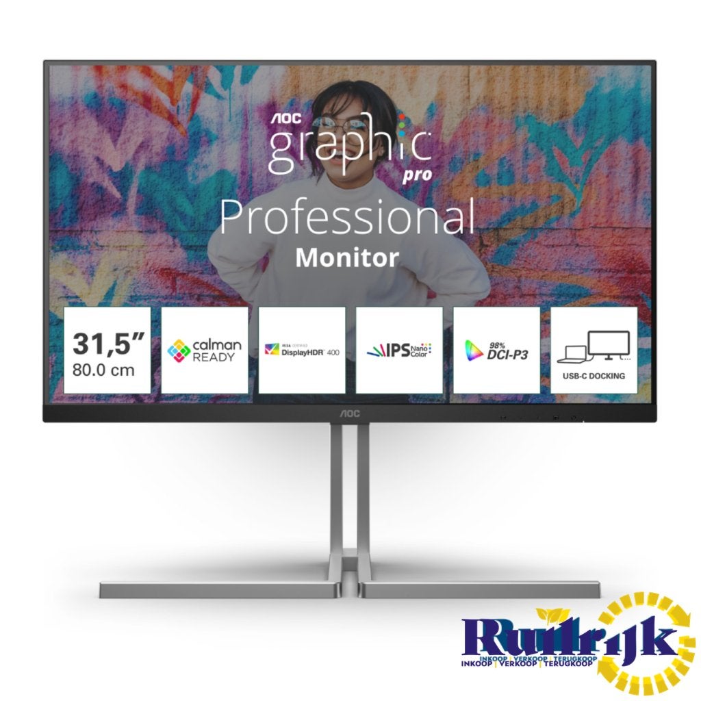 AOC Graphic Pro U32U3CV 32 inch 4K USB C Nano IPS Monitor, Computers en Software, Monitoren, AOC, Zo goed als nieuw, Support@aoc.com