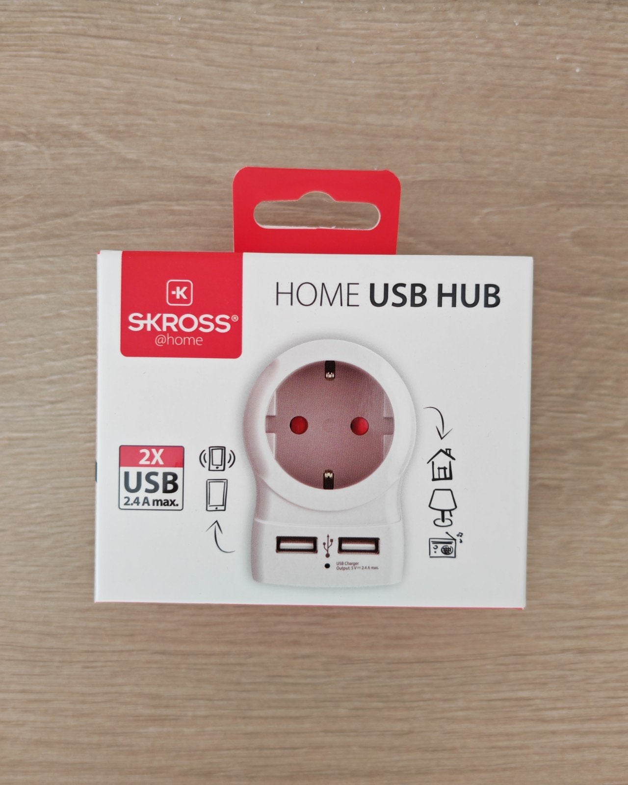 SKROSS Home USB Hub - Stopcontact Extender met 2 USB-poorten, Ophalen of Verzenden, Nieuw