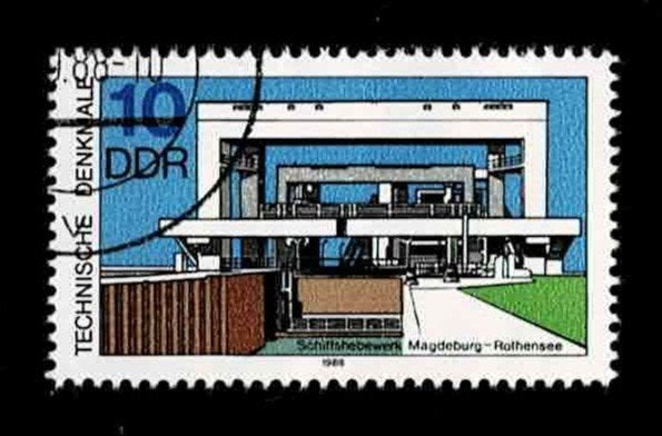 postzegel 2810 DDR Brug in Maagdenburg, Ophalen of Verzenden, DDR, Gestempeld