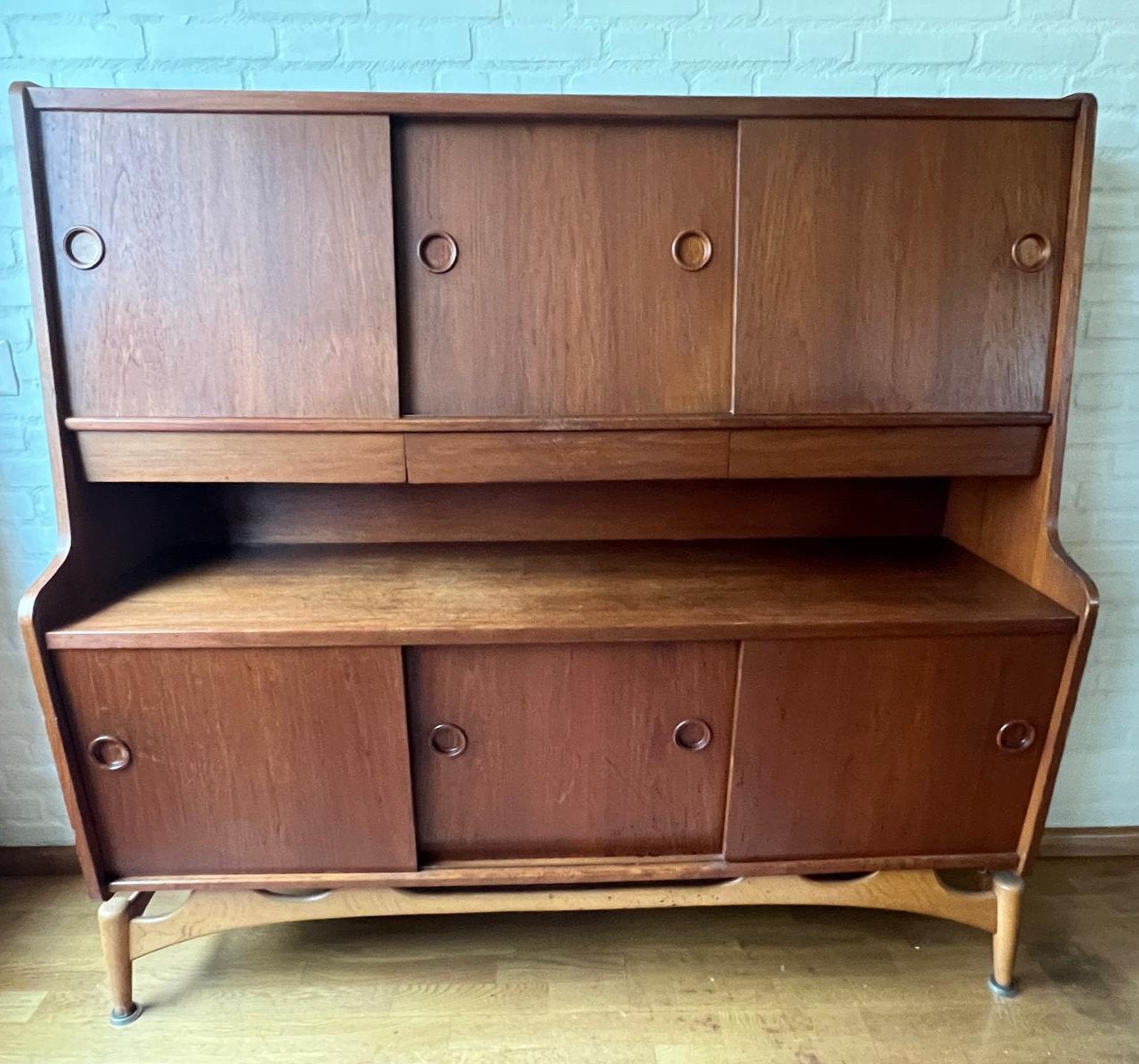 Vintage Deens Design Highboard Bergmeubel Teak jaren 60, Ophalen, Gebruikt, Met deur(en), 150 tot 200 cm