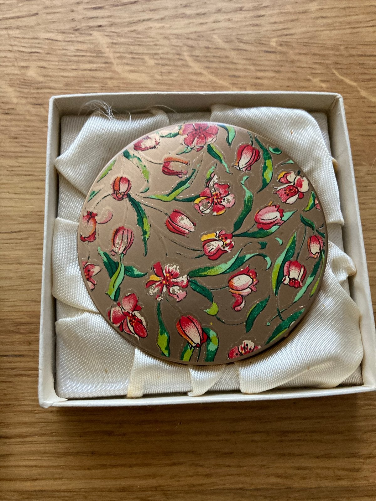 Vintage Stratton poederdoosje met bloemenpatroon, Antiek en Kunst, Ophalen of Verzenden, Dames