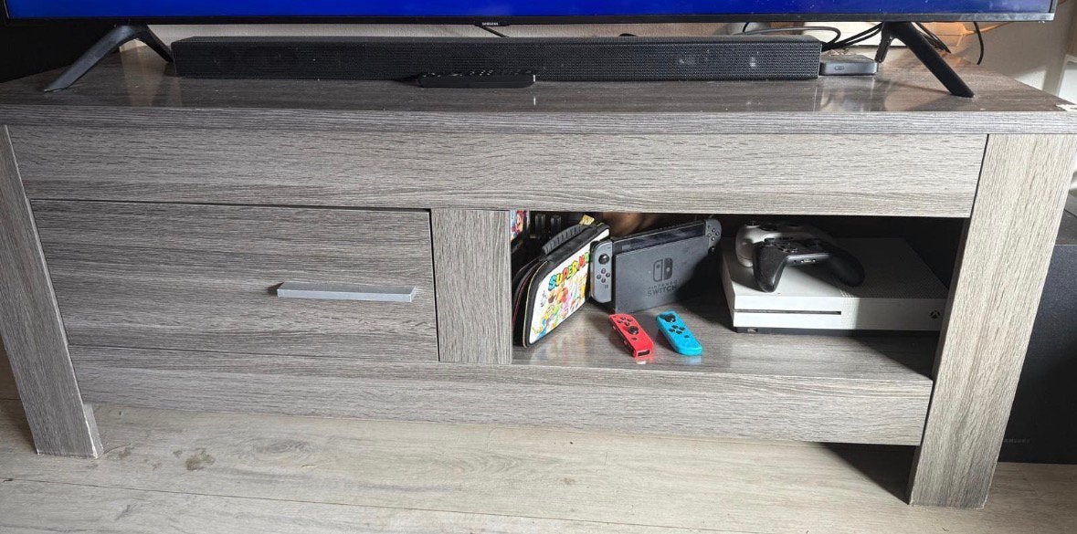 Stevige TV-kast met opbergruimte, Ophalen, Gebruikt, 150 tot 200 cm, Minder dan 100 cm