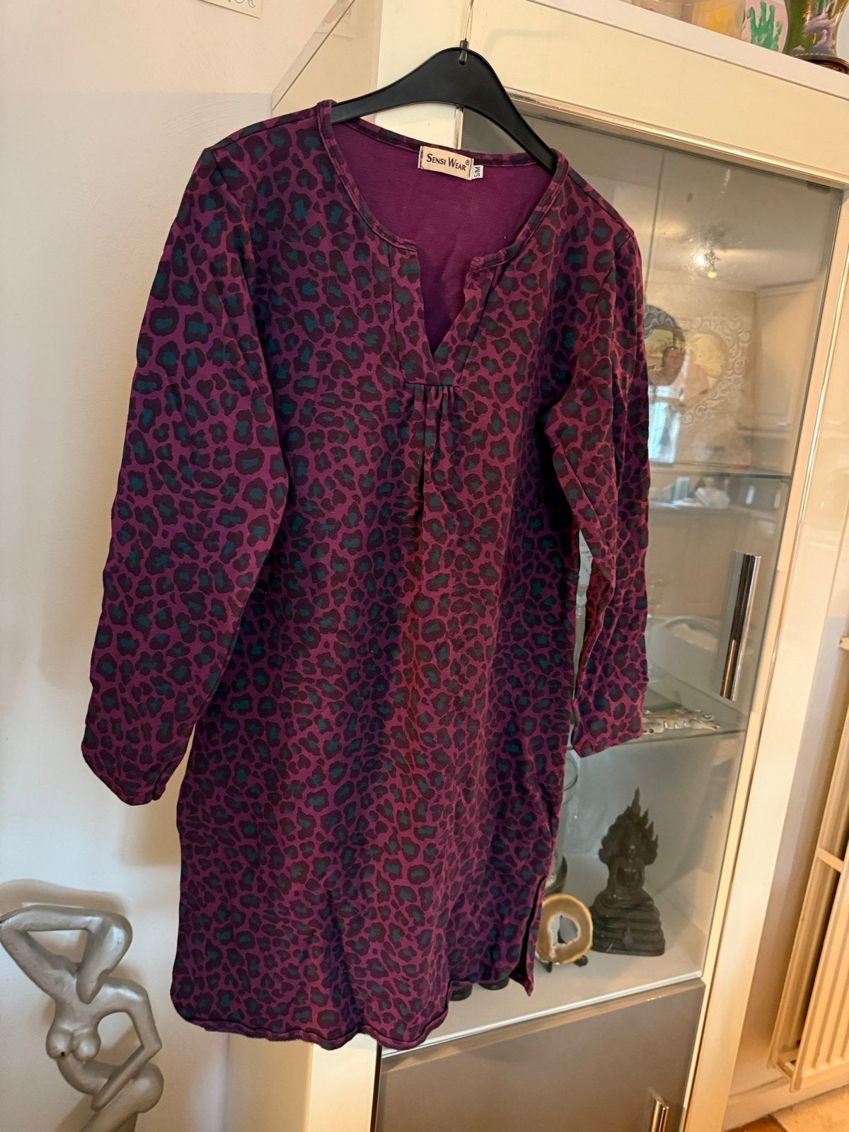 Sensi Wear paarse tuniek met luipaardprint, maat S/M, Kleding | Dames, Jurken, Paars, Ophalen of Verzenden, Zo goed als nieuw