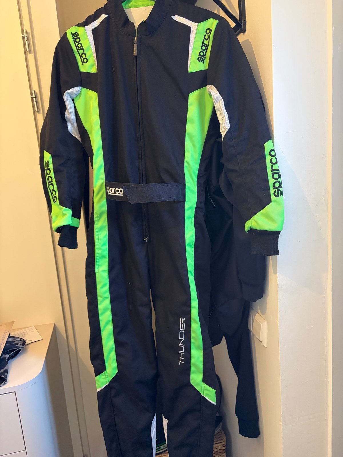 Sparco Thunder Kartpak Groen/Zwart Maat XS (164-170 cm), Sport en Fitness, Ophalen of Verzenden, Zo goed als nieuw, Kleding of Schoenen