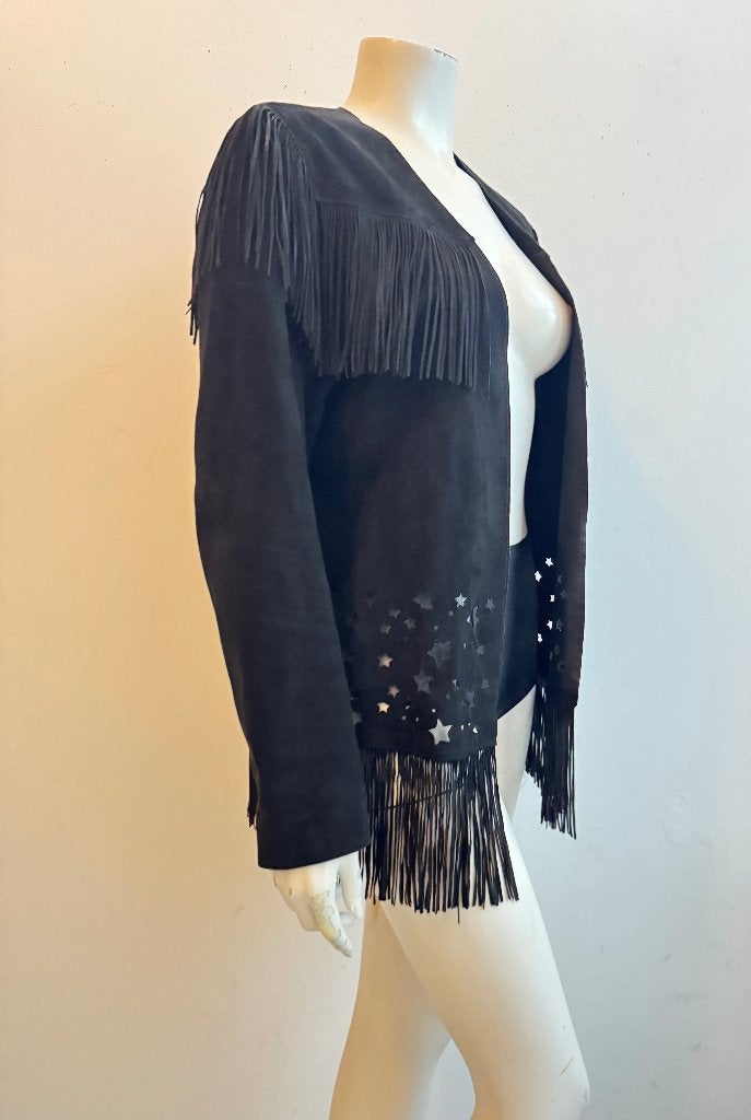 Scotch & Soda leren jasje franje S, Ophalen of Verzenden, Zo goed als nieuw, Zwart