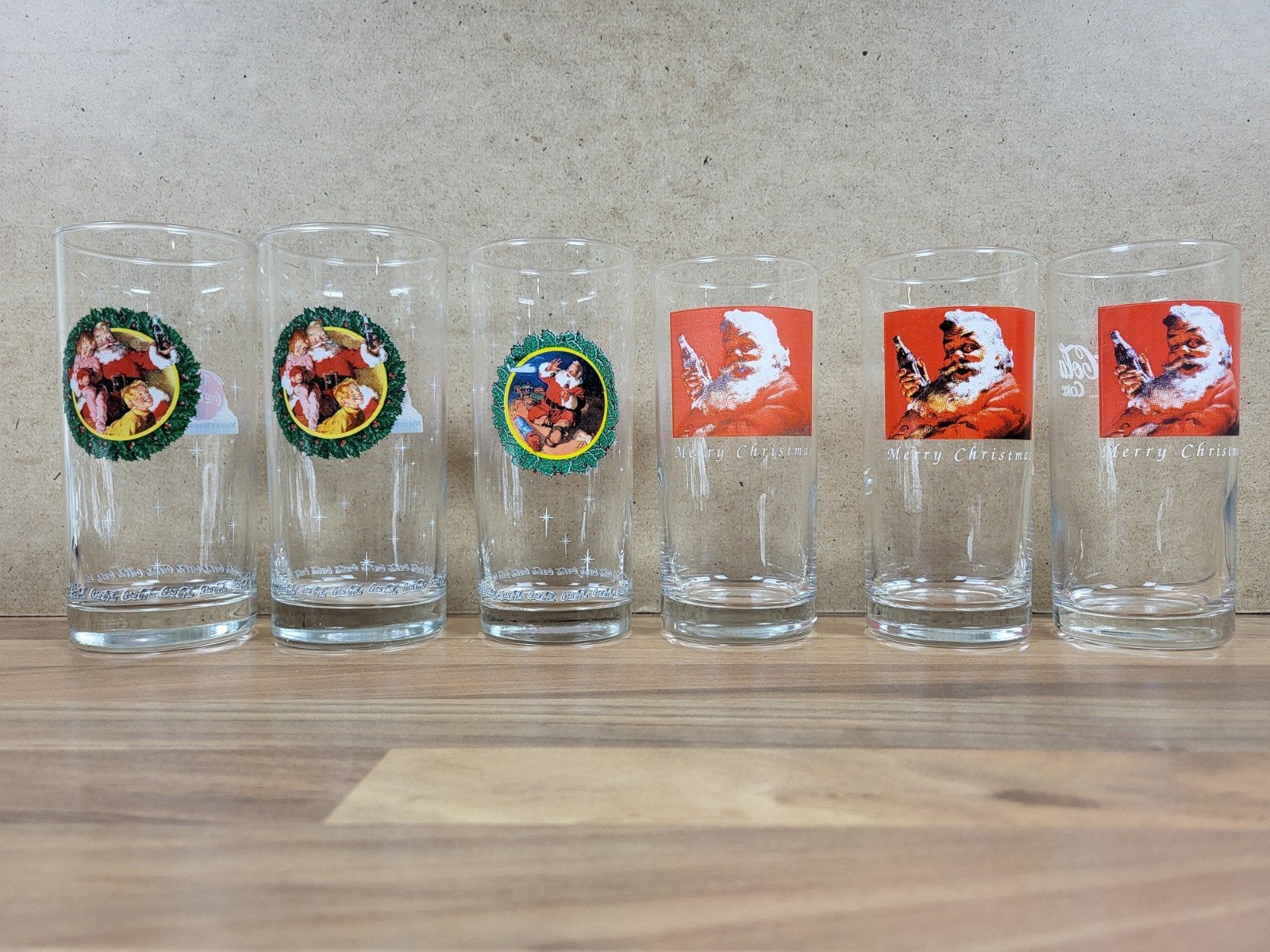 Vintage Coca-Cola Glazen - Kerstmis en Winter Wonderland, Glas of Glazen, Gebruikt, Overige merken, Vintage