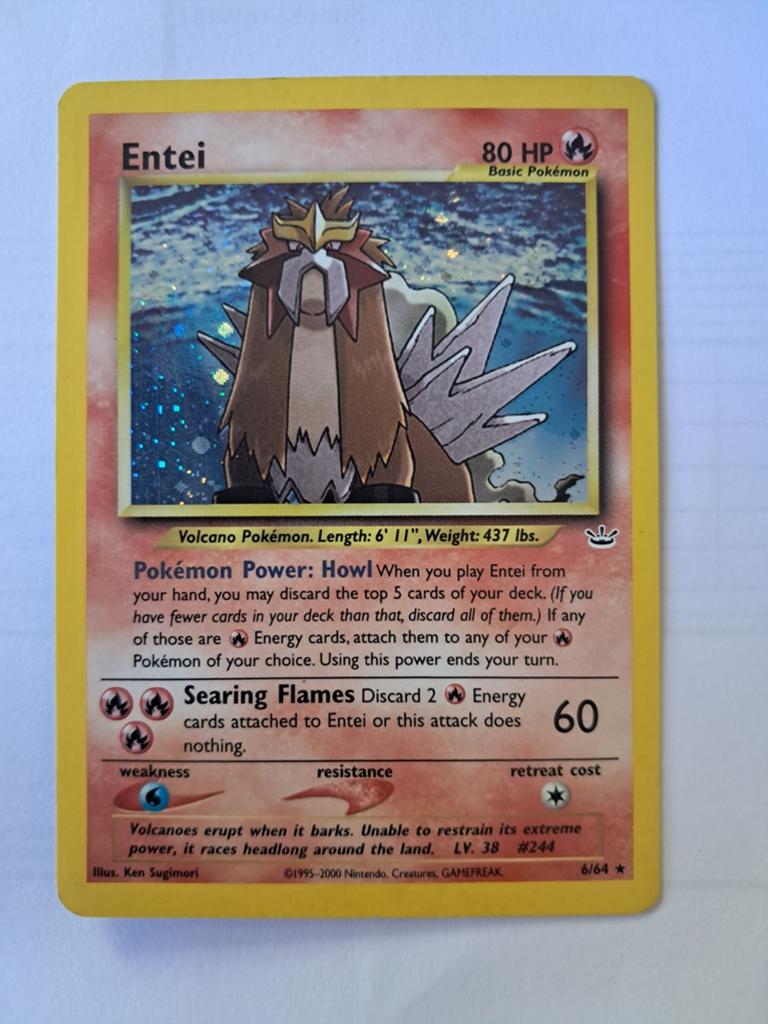 Entei 6/64 Neo Revelation, Hobby en Vrije tijd, Verzamelkaartspellen | Pokémon, Ophalen of Verzenden, Zo goed als nieuw, Losse kaart