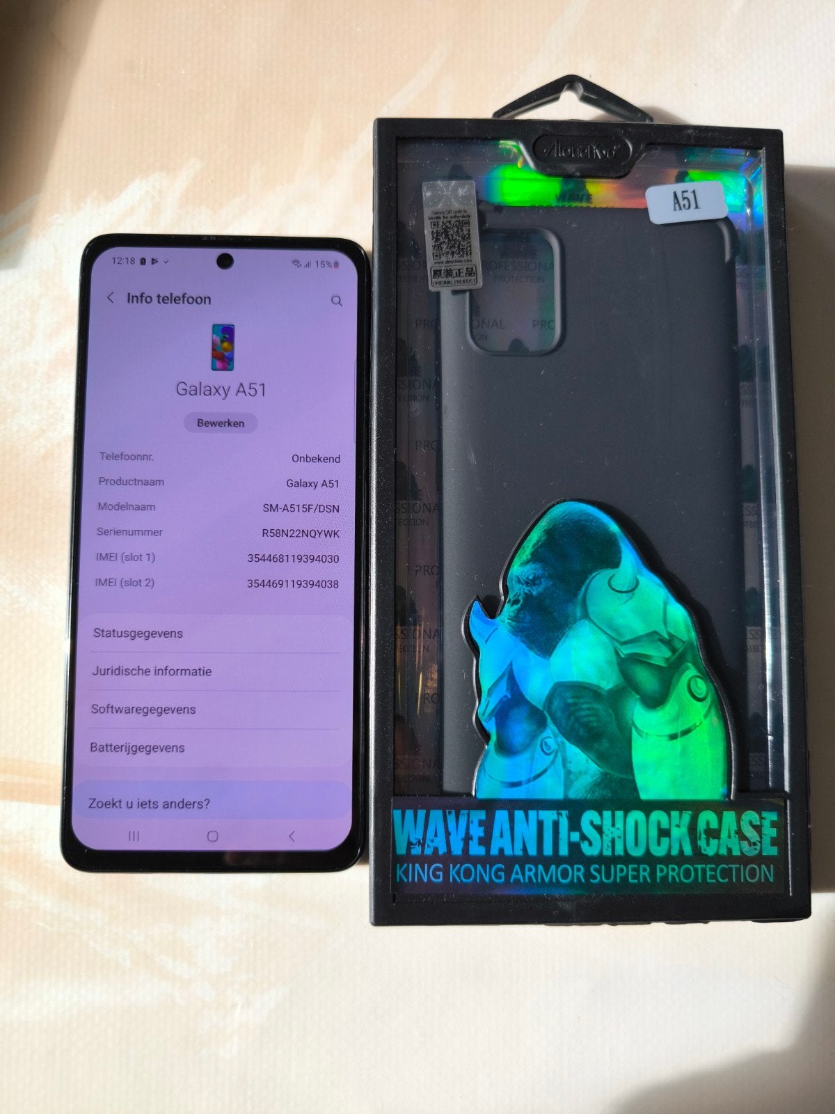 Samsung Galaxy A51 128GB met hoesje en oplader, Overige kleuren, Touchscreen, Ophalen of Verzenden, Zo goed als nieuw