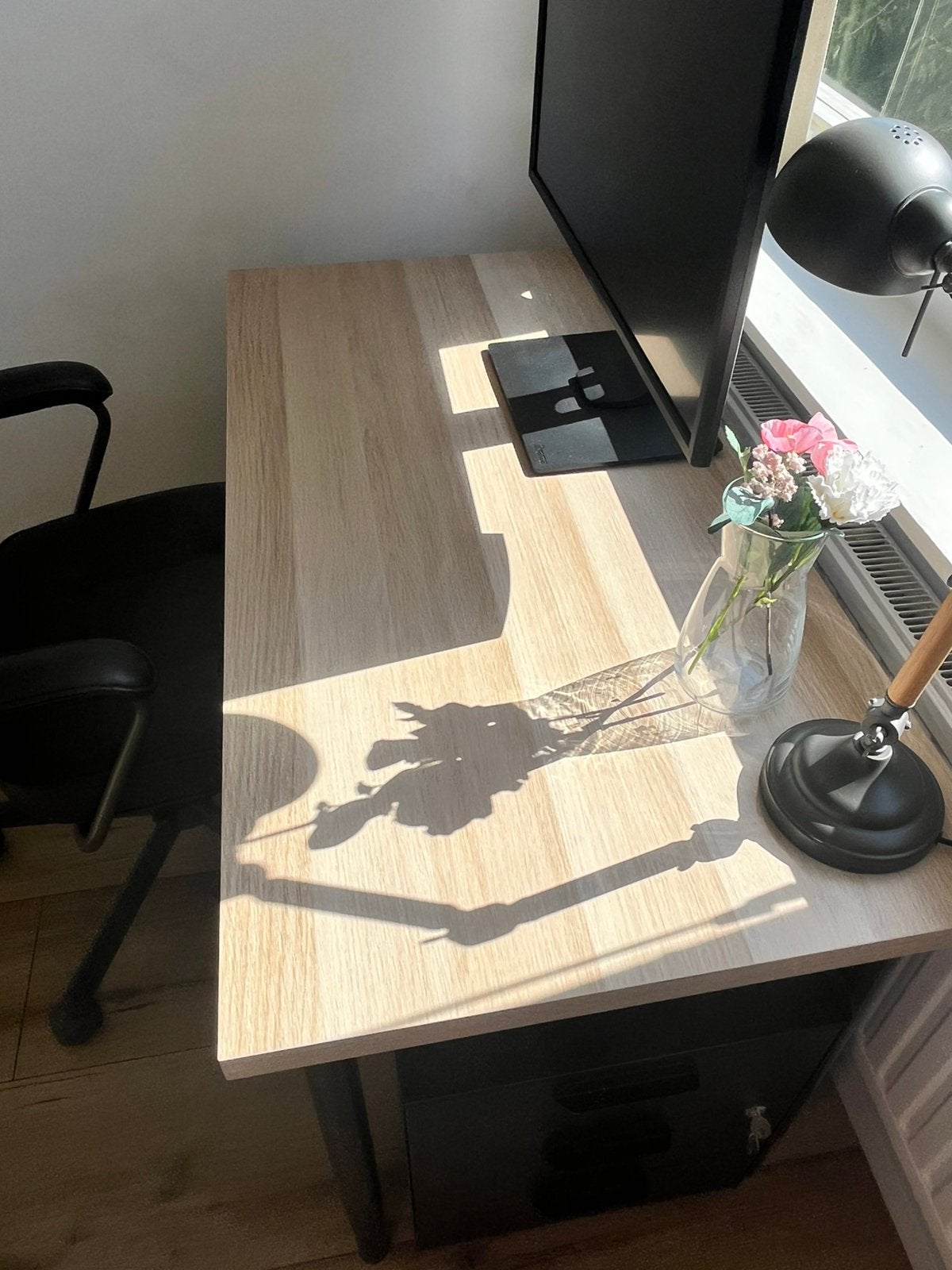 LAGKAPTEN / ADILS wit gelazuurd eikeneffect/zwart, 120x60 cm, Huis en Inrichting, Ophalen, Zo goed als nieuw, IKEA