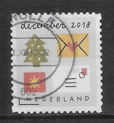2018, Decemberzegel, Kerstboom/kaarten [3703] (K2601), Ophalen of Verzenden