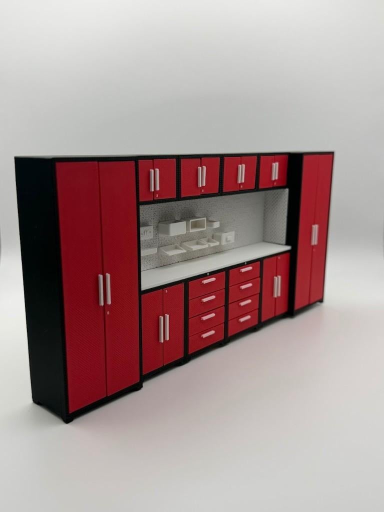 Miniatuur werkbank met kastenwand  schaal 1:18, Nieuw, TGR-3D, 6911CA, Groter dan 1:35