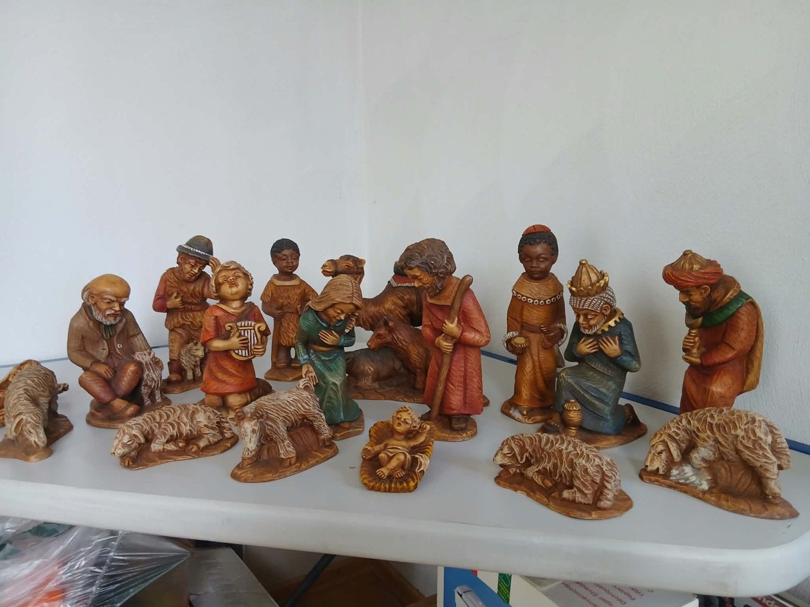 Grote Kunsthars Kerststal Beelden Set - Compleet., Ophalen, Gebruikt, Beeld(je), Christendom | Katholiek