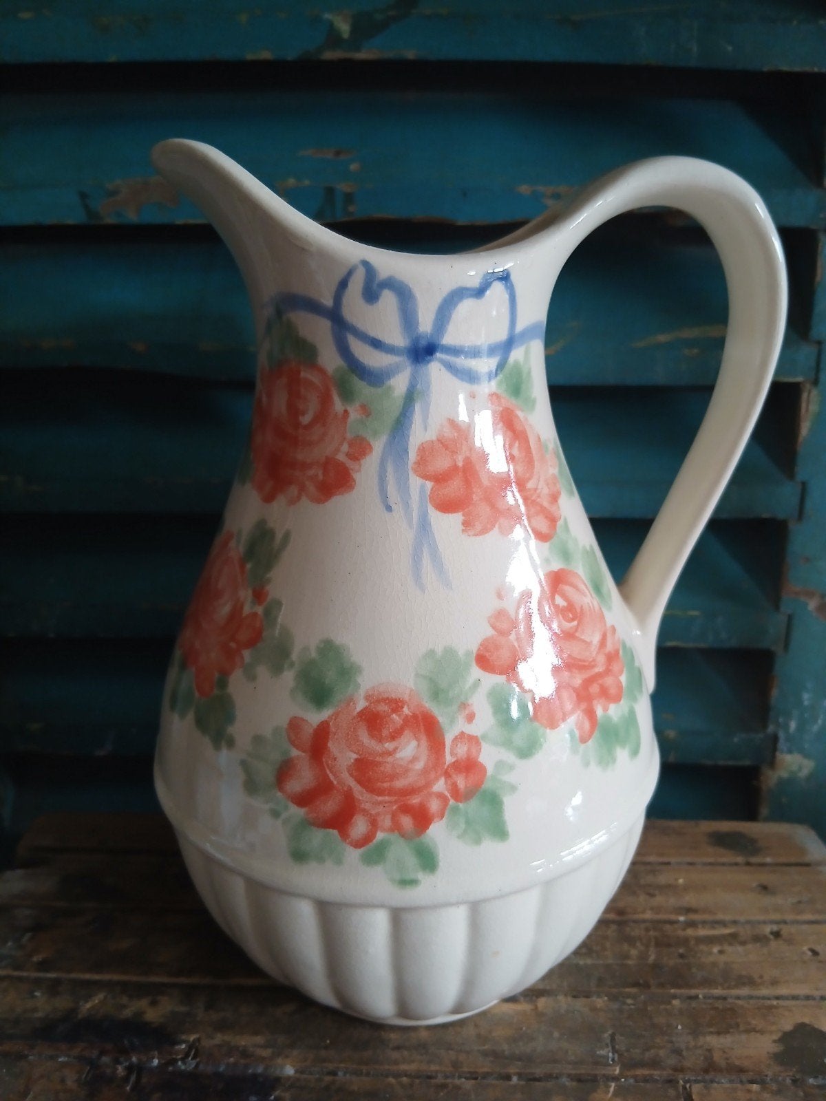 Vintage waterkan/lampetkan met rozenmotief, Ophalen of Verzenden