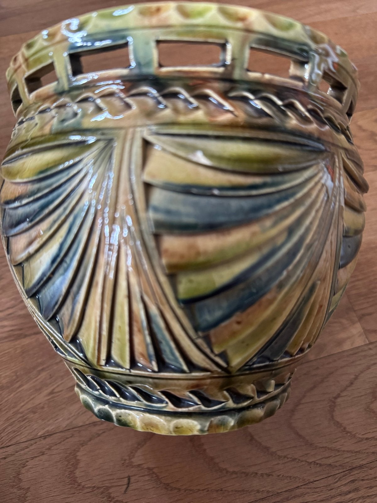 Friese Kerfsnede Cache-pot, Polychroom Glazuur, ca. 1892-189, Ophalen of Verzenden