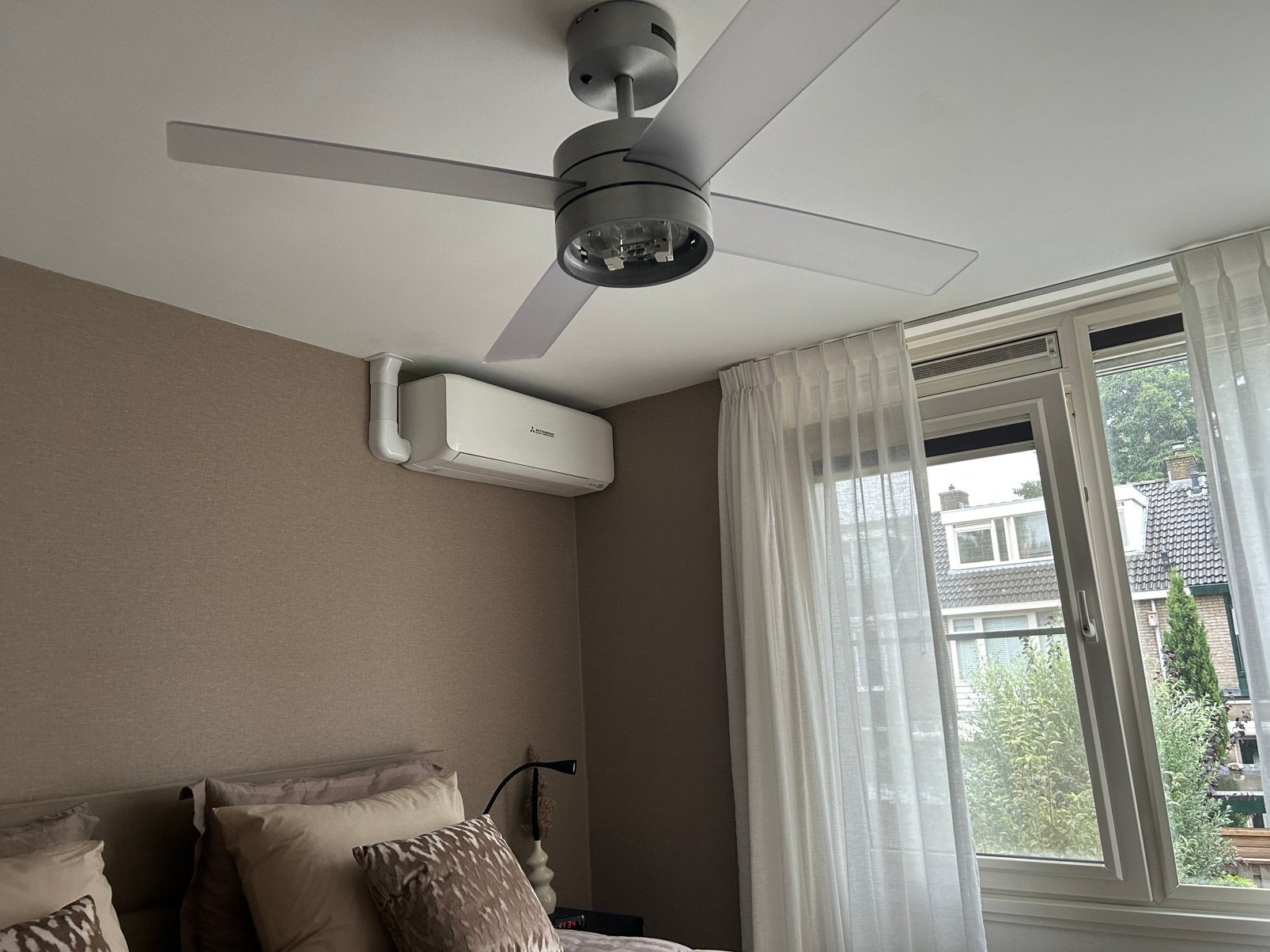 Plafond ventilator met verlichting, Ophalen, Zilver, Gebruikt, Modern