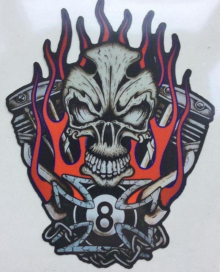 Skelet Skull Biker Harley Motor Vinyl Sticker Decal, Ophalen of Verzenden