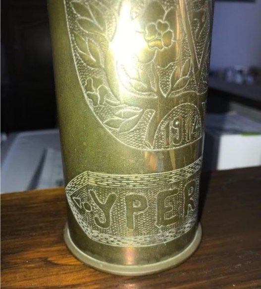 trench art WOI-granaathuls, Verzamelen, Militaria | Algemeen, Ophalen of Verzenden, Landmacht, Nederland, Hulzen of Bodemvondsten