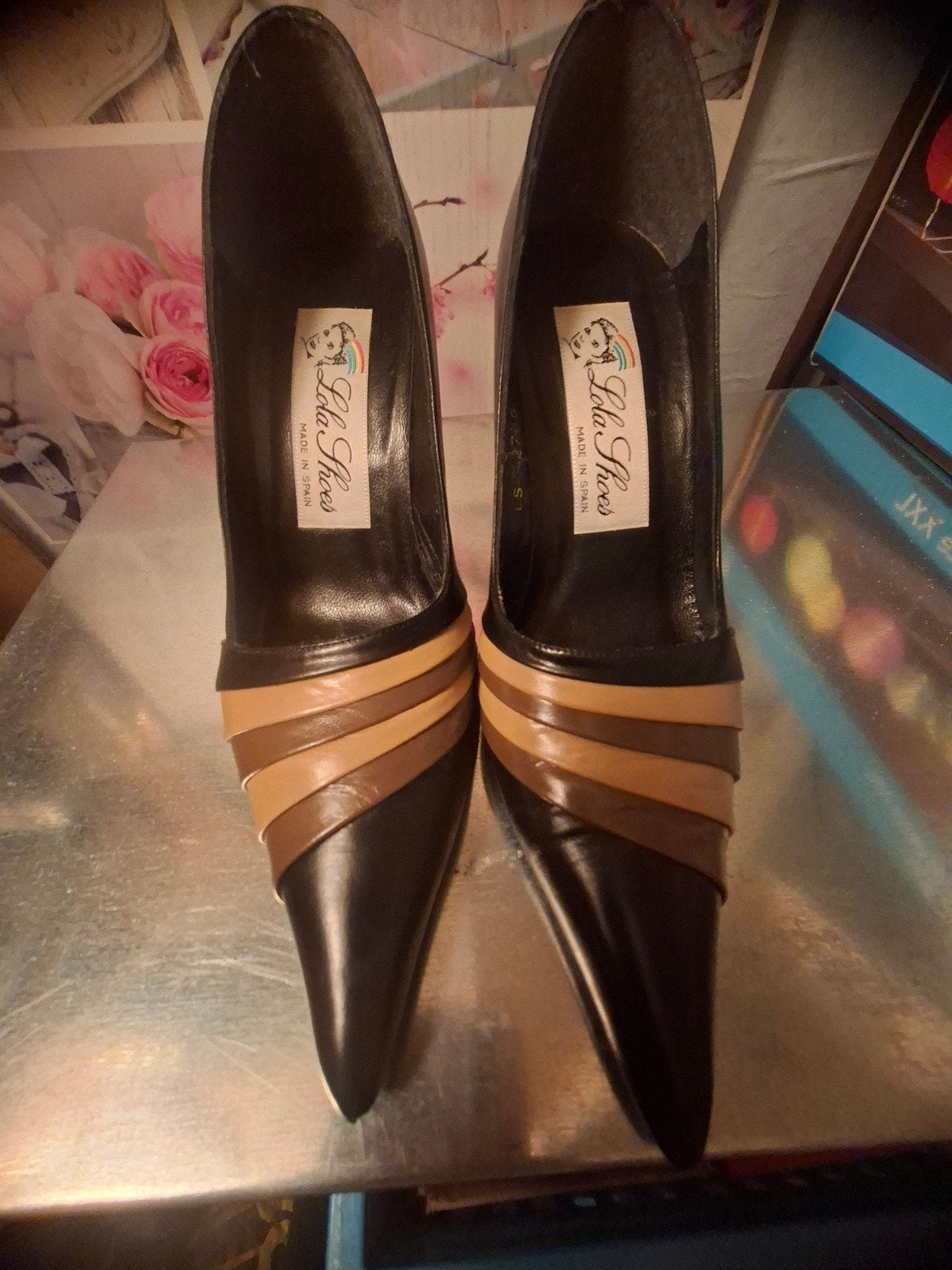 Lola Shoes Pumps - Zwart met bruine strepen, Ophalen, Pumps, Zwart, Zo goed als nieuw
