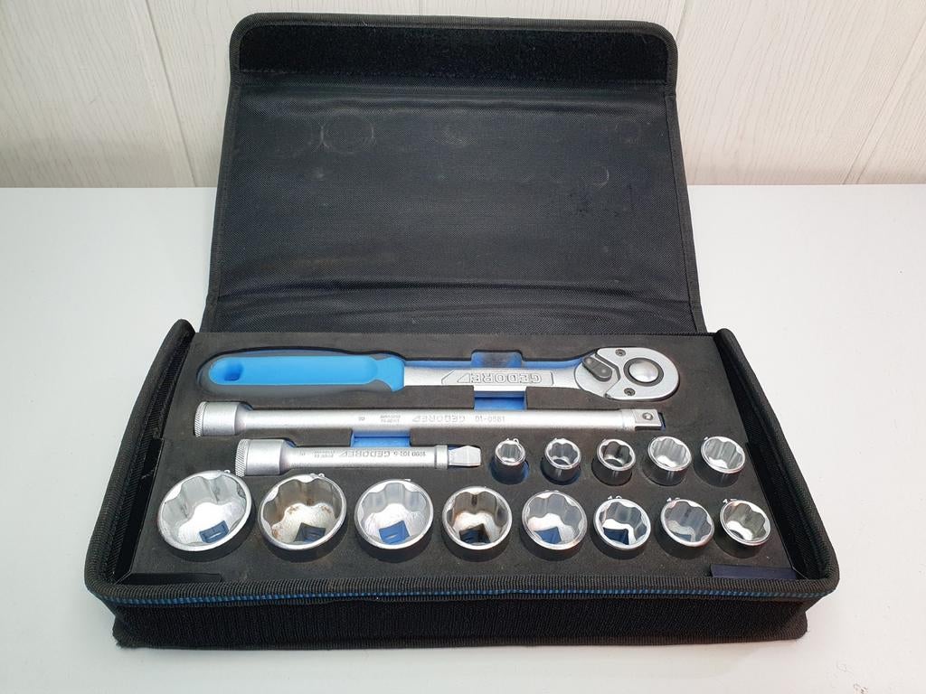 Gedore TC 19-MU-10 doppenset 1/2" in soft case, Auto diversen, WerkzRemscheider Str. 149 42899 Remscheid Duitsland, Gebruikt, Info@gedore.com