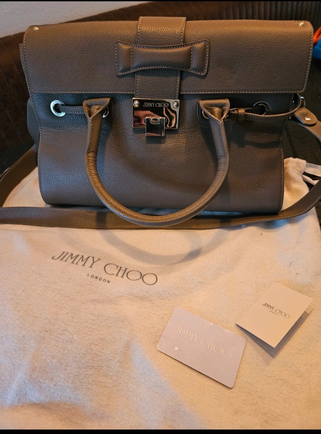 Prachtige Jimmy Choo 'Rosalie' Handtas – Taupe / Leder – Abs, Sieraden, Tassen en Uiterlijk, Tassen | Damestassen, Ophalen of Verzenden