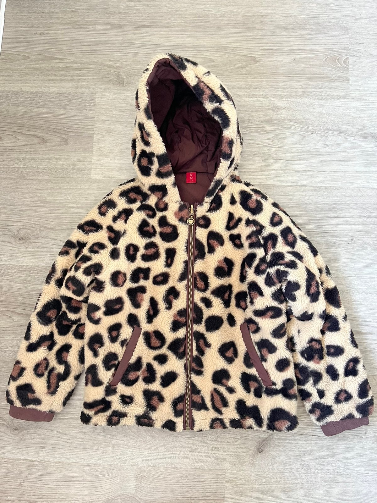 Little looxs revirsible winterjas panter print bruin 134, Kinderen en Baby's, Kinderkleding | Maat 134, Ophalen of Verzenden, Zo goed als nieuw