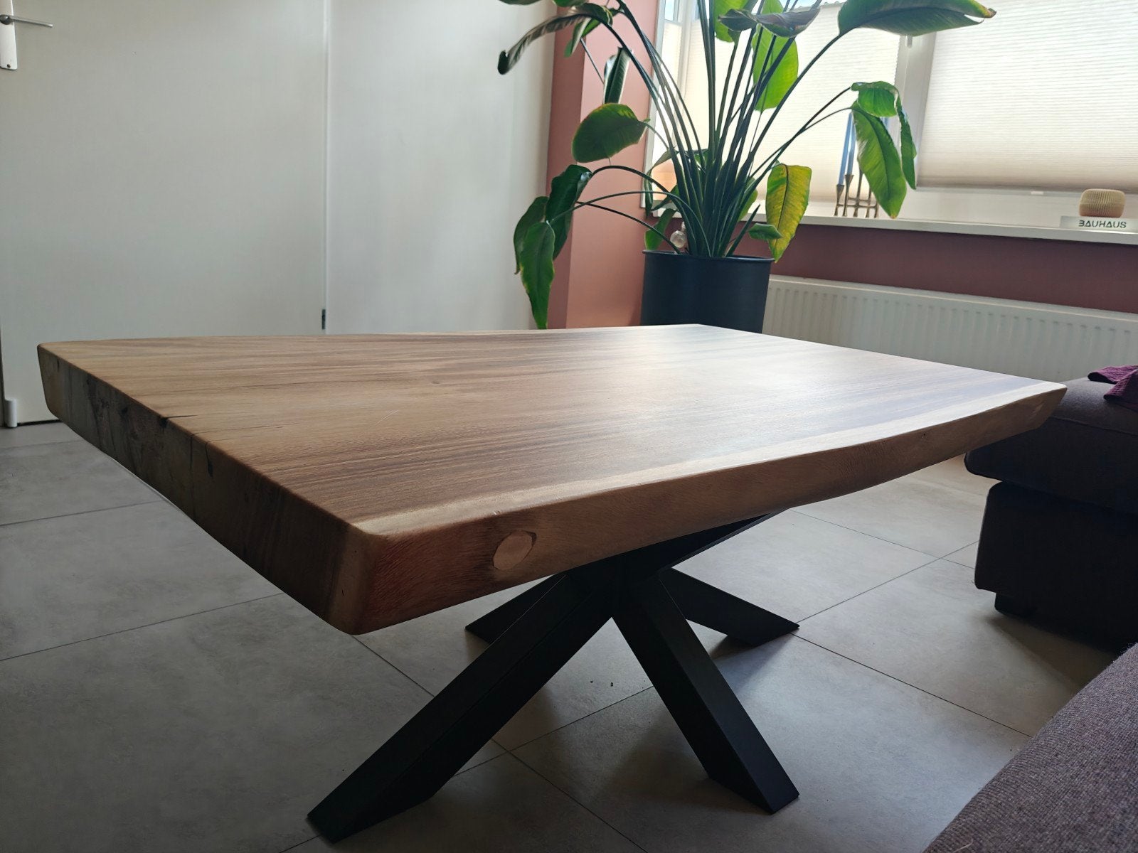 Suar Houten Boomstam Salontafel 119.5 cm (Topstaat), Ophalen, 100 tot 150 cm, 50 tot 100 cm, Zo goed als nieuw